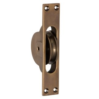 SASH WINDOW PULLEY ANTIQUE BRASS