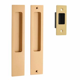 SLIDING DOOR PASSAGE SET BRUSHED BRASS