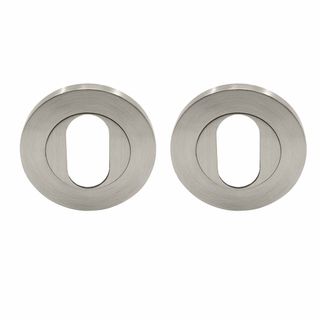 OVAL CYLINDER ESCUTCHEONS BRUSHED NICKEL