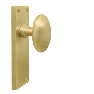 KNOB ON PLATE MATT SATIN BRASS