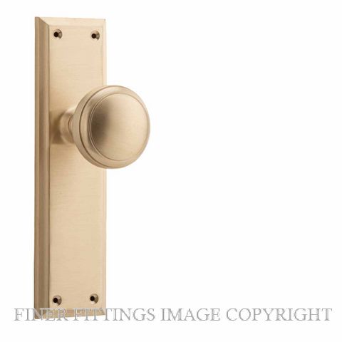 TRADCO 21366 MILTON KNOB ON LONG PLATE UNLACQUERED SATIN BRASS