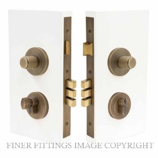 WINDSOR 1550 RB NIDO DOUBLE TURN LOCK KIT PLAIN ROMAN BRASS