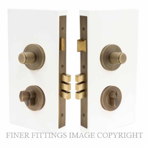 WINDSOR 1550 RB NIDO DOUBLE TURN LOCK KIT PLAIN ROMAN BRASS