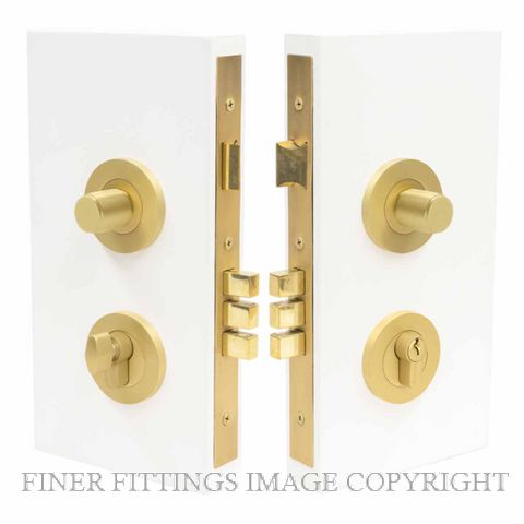 WINDSOR 1550 MSB NIDO DOUBLE TURN LOCK KIT PLAIN MATT SATIN BRASS