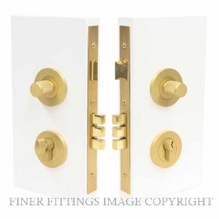 WINDSOR 1551 MSB NIDO DOUBLE TURN LOCK KIT DIAMOND KNURL MATT SATIN BRASS
