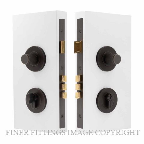 WINDSOR 1552 DRB NIDO DOUBLE TURN LOCK KIT LINEAR KNURL DARK ROMAN BRASS