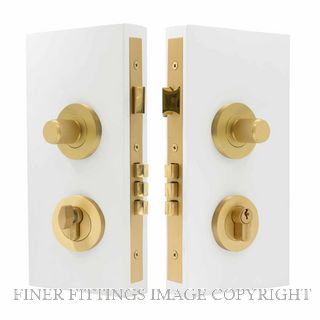 WINDSOR 1552 MSB NIDO DOUBLE TURN LOCK KIT LINEAR KNURL MATT SATIN BRASS
