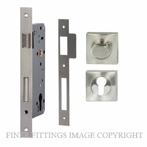 MILES NELSON 716SNSLK60 PULL HANDLE LOCK KIT SQUARE ESCUTCHEON SATIN NICKEL