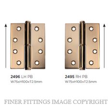 SDG 2495 - 2496 LIFT OFF HINGES POLISHED BRASS