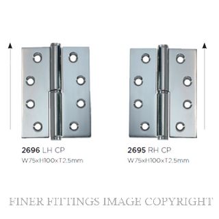 SDG 2695 HINGE RIGHT HAND LIFT OFF 100X75MM CHROME PLATE