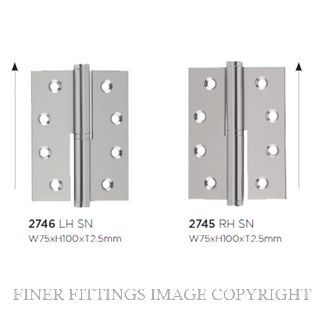 SDG 2745 HINGE - LIFT OFF RH SATIN NICKEL 100X75MM