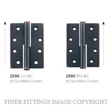 SDG 2595 - 2596 LIFT OFF HINGES ANTIQUE COPPER