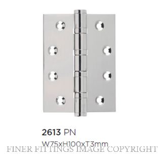 SDG 2613 HINGE - BALL BEARING POLISHED NICKEL 100X75MM