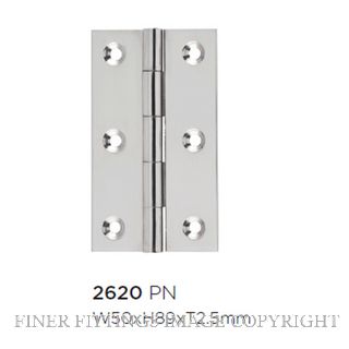 SDG 2620 HINGE - FIXED PIN POLISHED NICKEL 89X50MM