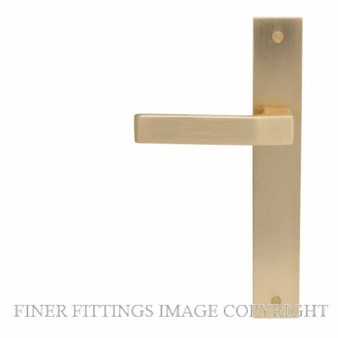 WINDSOR GALAXY QUBE MSB LEVER ON PLATE HANDLES MATT SATIN BRASS