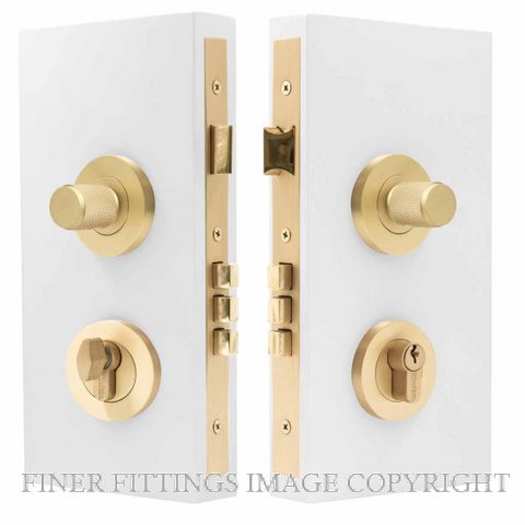 WINDSOR 1551 USB NIDO DOUBLE TURN LOCK KIT DIAMOND KNURL UNLACQUERED SATIN BRASS