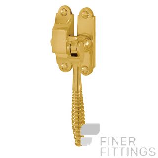 DELF 2995 CASEMENT STAY (REEDED) HOOK & PLATE PB POLISHED BRASS