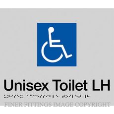 ACCESSIBLE TOILET SIGN LEFT HAND TRANSFER WITH BRAILLE SILVER