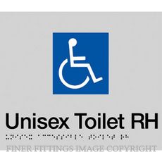 ACCESSIBLE TOILET SIGN RIGHT HAND TRANSFER WITH BRAILLE SILVER
