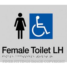 FEMALE ACCESSIBLE SIGN LEFT HAND TRANSFER WITH BRAILLE SILVER