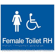 FEMALE ACCESSIBLE SIGN RIGHT HAND TRANSFER WITH BRAILLE BLUE