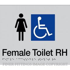 FEMALE ACCESSIBLE SIGN RIGHT HAND TRANSFER WITH BRAILLE SILVER