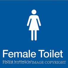 FEMALE TOILET SIGN WITH BRAILLE BLUE