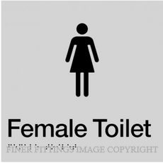 FEMALE TOILET SIGN WITH BRAILLE SILVER
