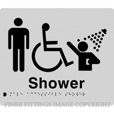 MALE ACCESSIBLE SHOWER SIGN WITH BRAILLE SILVER