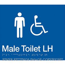 MALE ACCESSIBLE SIGN LEFT HAND TRANSFER WITH BRAILLE BLUE