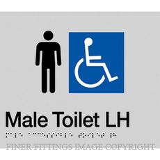 MALE ACCESSIBLE SIGN LEFT HAND TRANSFER WITH BRAILLE SILVER