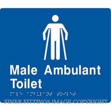 MALE AMBULANT TOILET SIGN WITH BRAILLE BLUE