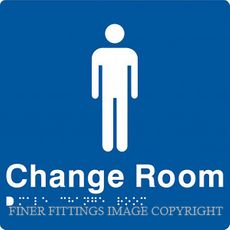 MALE CHANGE ROOM SIGN WITH BRAILLE BLUE