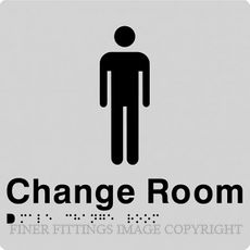 MALE CHANGE ROOM SIGN WITH BRAILLE SILVER