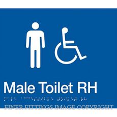 MALE ACCESSIBLE SIGN RIGHT HAND TRANSFER WITH BRAILLE BLUE