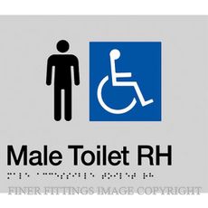 MALE ACCESSIBLE SIGN RIGHT HAND TRANSFER WITH BRAILLE SILVER