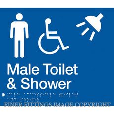 MALE ACCESSIBLE TOILET & SHOWER SIGN WITH BRAILLE BLUE