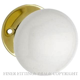 TRADCO 1001 MORTICE KNOB WHITE PORCELAIN & BRASS