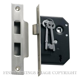 TRADCO 3 LEVER MORTICE LOCK 44MM SATIN CHROME