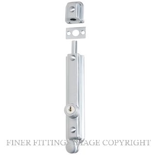 TRADCO 1338 SURFACE BOLT KEY OPERATED 150X32MM SATIN CHROME
