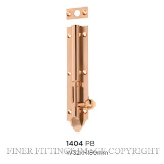 TRADCO 1404 BARREL BOLT LONG THROW 30MM 150X32MM POLISHED BRASS