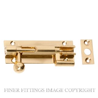 TRADCO 1416 BARREL BOLT OFFSET 75 X 25MM POLISHED BRASS