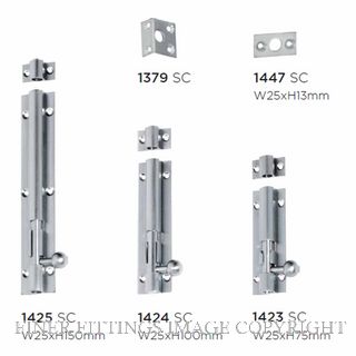 TRADCO BARREL BOLT 75 X 25MM SATIN CHROME