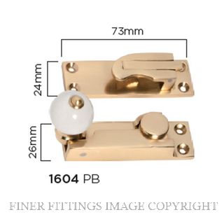 TRADCO 1604 SASH FASTENER PORCELAIN BALL POLISHED BRASS