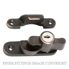 TRADCO 1607 SASH FASTENER KEY OPERATED ANTIQUE COPPER