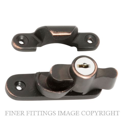 TRADCO 1607 SASH FASTENER KEY OPERATED ANTIQUE COPPER