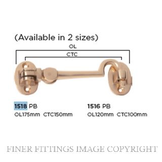 TRADCO 1516 CABIN HOOK 100MM POLISHED BRASS