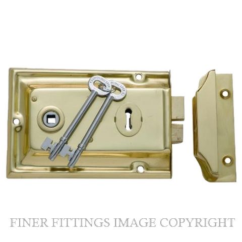 TRADCO 2002 RIM LOCK 155 X 105MM POLISHED BRASS