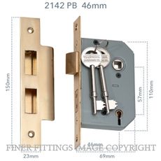 TRADCO 2142-2143 5 LEVER MORTICE LOCKS POLISHED BRASS