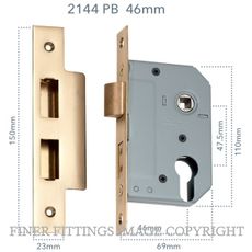 TRADCO 2144 -2145 EURO LOCK POLISHED BRASS